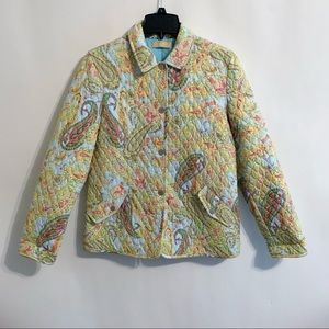 Kate Hill Quilted Paisley Coat Jacket Size Petite Medium